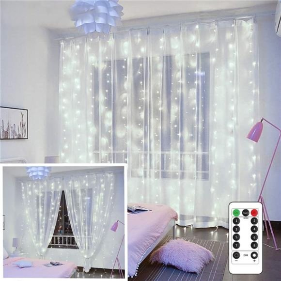 String Lights Curtain,USB Powered Fairy Lights for Bedroom Wall Party 8 Modes - Picture 1 of 7